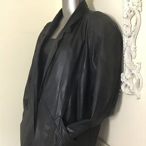 VINTAGE Winlit Black Leather Midi Coat